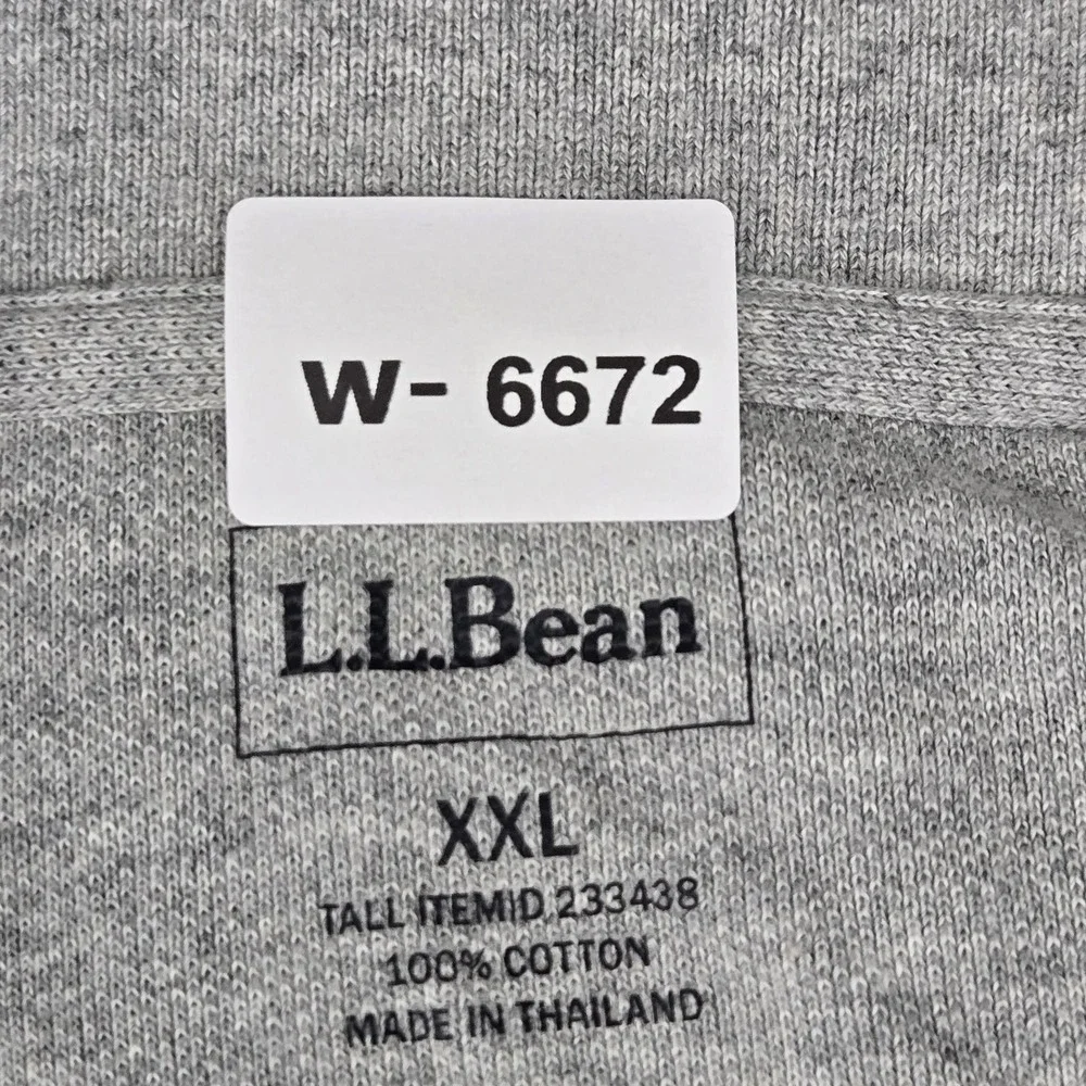 L.L. Bean Men Polo XXL TALL Gray Button Short Sleeve